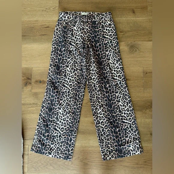 PACSun Leopard Print Low Rise Baggy Wide-Leg Pants - Picture 1 of 3